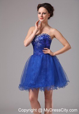 Royal Blue One Shoulder Chiffon Pageant Dress with Slits on the Side