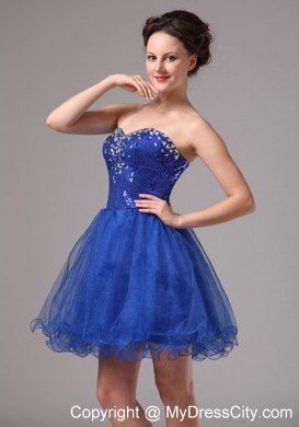 Royal Blue One Shoulder Chiffon Pageant Dress with Slits on the Side