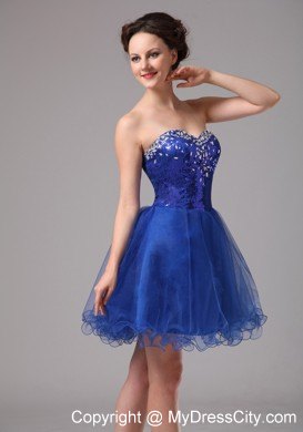 Royal Blue One Shoulder Chiffon Pageant Dress with Slits on the Side