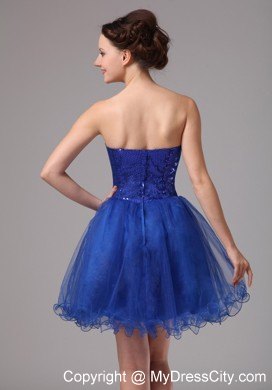 Royal Blue One Shoulder Chiffon Pageant Dress with Slits on the Side