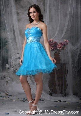 Teal Sweetheart Organza Beading Party Dress Style