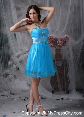 Teal Sweetheart Organza Beading Party Dress Style