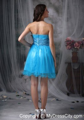 Teal Sweetheart Organza Beading Party Dress Style