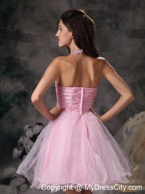 Customize Pink Halter Short Party Gowns with Beading