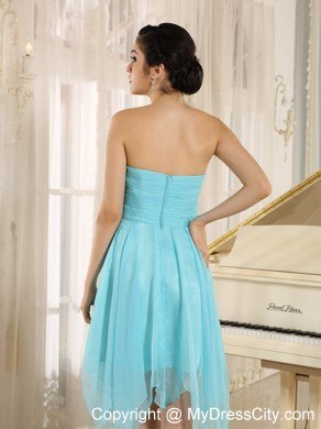 Sweetheart Aqua Short Party Dress With Beaded Decorate