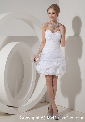 White Column Short Taffeta Ruches Clasp Handle Party Dress