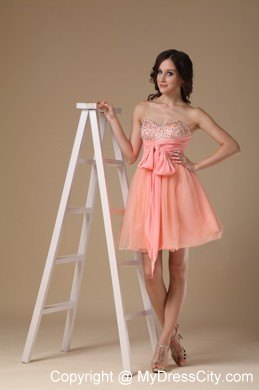 A-line Sweetheart Short Organza Beading Party Dress with Shawl