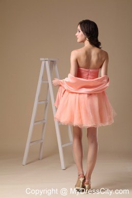 A-line Sweetheart Short Organza Beading Party Dress with Shawl