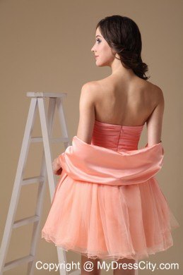 A-line Sweetheart Short Organza Beading Party Dress with Shawl