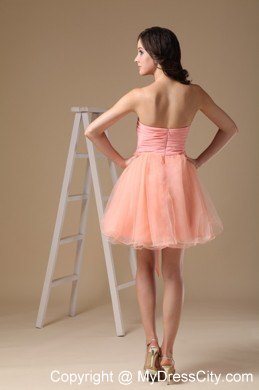 A-line Sweetheart Short Organza Beading Party Dress with Shawl