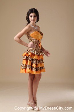 Multi-color Taffeta and Leopard Mini Party Gowns with Beading