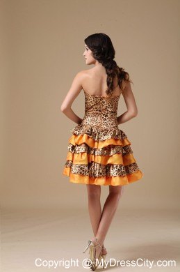 Multi-color Taffeta and Leopard Mini Party Gowns with Beading