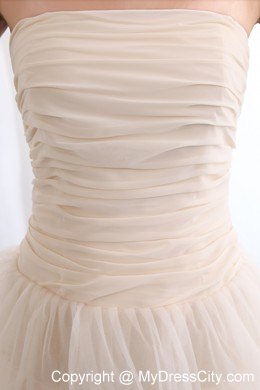 Champagne Tulle Ruffled Layers Prom Dress with Jacket