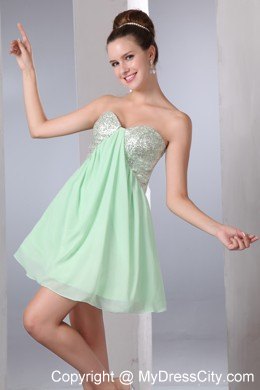 Apple Green Short Party Dress with Chiffon and Sequins