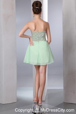 Apple Green Short Party Dress with Chiffon and Sequins