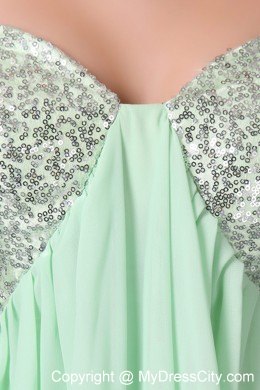 Apple Green Short Party Dress with Chiffon and Sequins