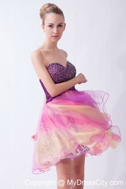 Multi-color Sweetheart Short Beading Party Dress with Leopard