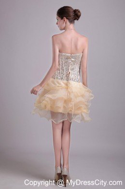 Organza and Sequins Sweetheart Champagne Short Party Dress