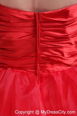 Organza Red Strapless Short Party Cocktail Dress with Beading