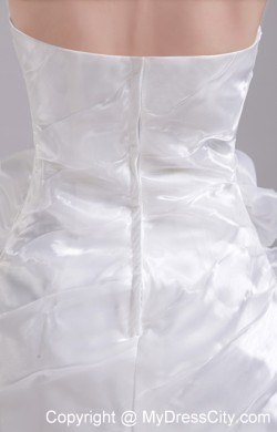 White Sweetheart Short Taffeta Handmade Flowers Party Dress