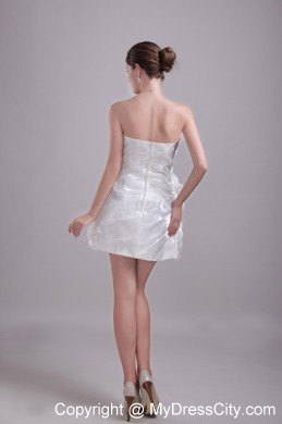 White Sweetheart Short Taffeta Handmade Flowers Party Dress