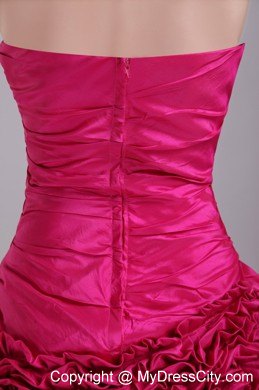 Short Hot Pink Sweetheart Taffeta Party Dress with Ruffles