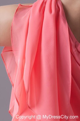 One Shoulder Watermelon Short Party Dress with Beading