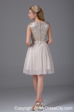 Princess Square Tulle and Sequins Party Dress with Sash