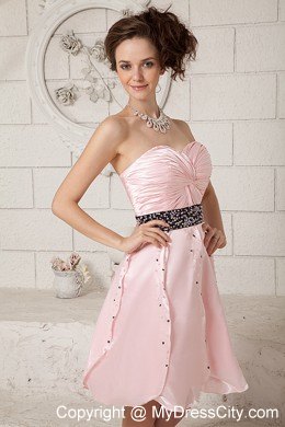Lovely Pink Sweetheart Beaded Decorate Waist Party Dress