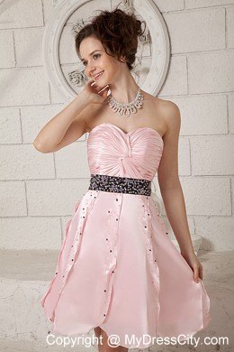 Lovely Pink Sweetheart Beaded Decorate Waist Party Dress