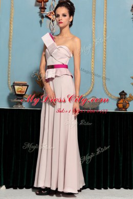 Deluxe One Shoulder Sleeveless Side Zipper Pink Organza