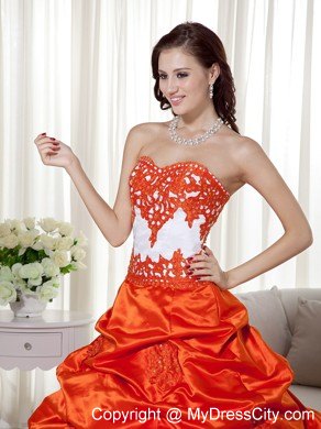 Orange Red A-line Sweetheart Taffeta Pick-ups Quinceanera Dress