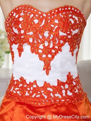 Orange Red A-line Sweetheart Taffeta Pick-ups Quinceanera Dress