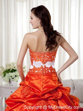 Orange Red A-line Sweetheart Taffeta Pick-ups Quinceanera Dress