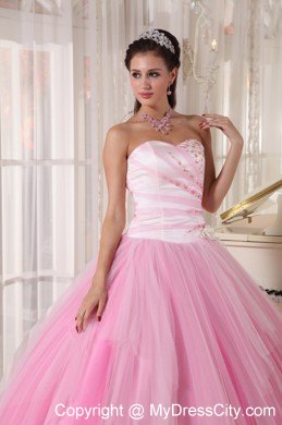 Two-toned Pink Tulle Beading Quinceanera Dress for Girls