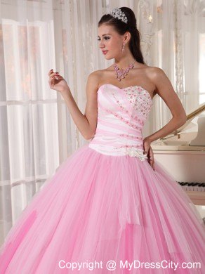 Two-toned Pink Tulle Beading Quinceanera Dress for Girls