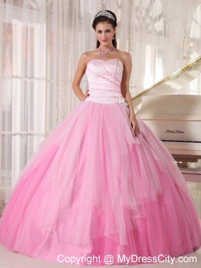 Two-toned Pink Tulle Beading Quinceanera Dress for Girls