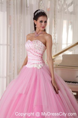 Two-toned Pink Tulle Beading Quinceanera Dress for Girls