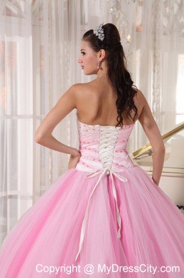 Two-toned Pink Tulle Beading Quinceanera Dress for Girls