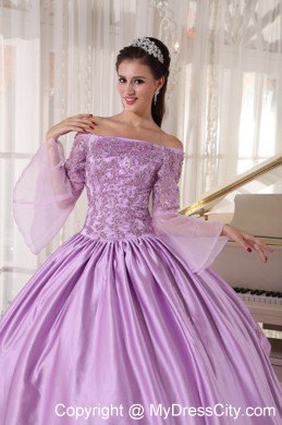 Lavender Off The Shoulder Quinceanera Dress with Long Sleeves