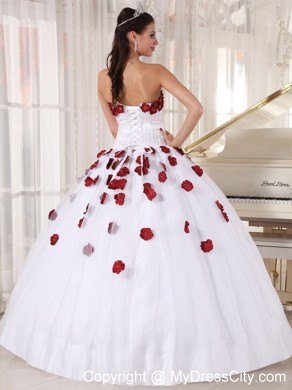 White Tulle Beaded Decorate and Appliques Quinceanera Dress