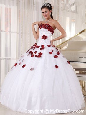 White Tulle Beaded Decorate and Appliques Quinceanera Dress