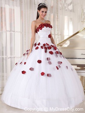 White Tulle Beaded Decorate and Appliques Quinceanera Dress