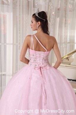 Baby Pink Single Strap with Beading Quinceanera Dress