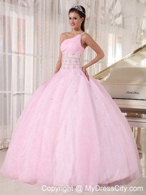 Baby Pink Single Strap with Beading Quinceanera Dress