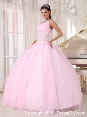 Baby Pink Single Strap with Beading Quinceanera Dress