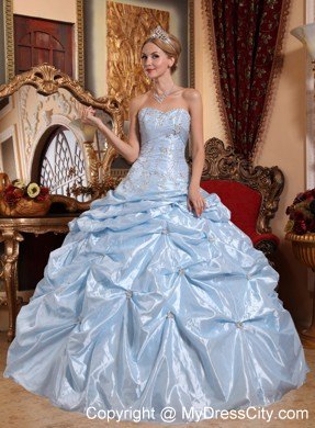 Taffeta Baby Blue Sweetheart Quinceanera Dress with Beading