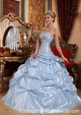 Taffeta Baby Blue Sweetheart Quinceanera Dress with Beading