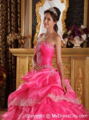 Hot Pink Cascading Ruffles Organza Dress for Quince