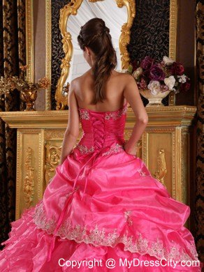 Hot Pink Cascading Ruffles Organza Dress for Quince